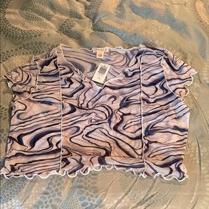 Torrid Sheer Blue and White Swirl Women's Top